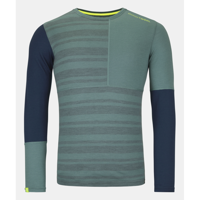 Buy Ortovox - 185 Rock'N'Wool Long Sleeve M Arctic Grey, long sleeve shirt up MountainGear360