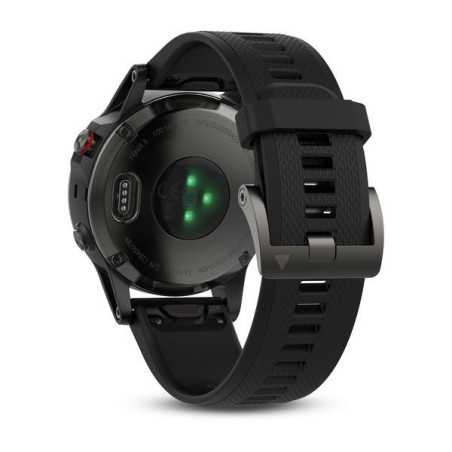 GARMIN - Fenix 5 argent avec bracelet noir, montre multisports