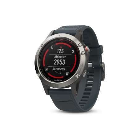 GARMIN - Fenix 5 argent avec bracelet noir, montre multisports