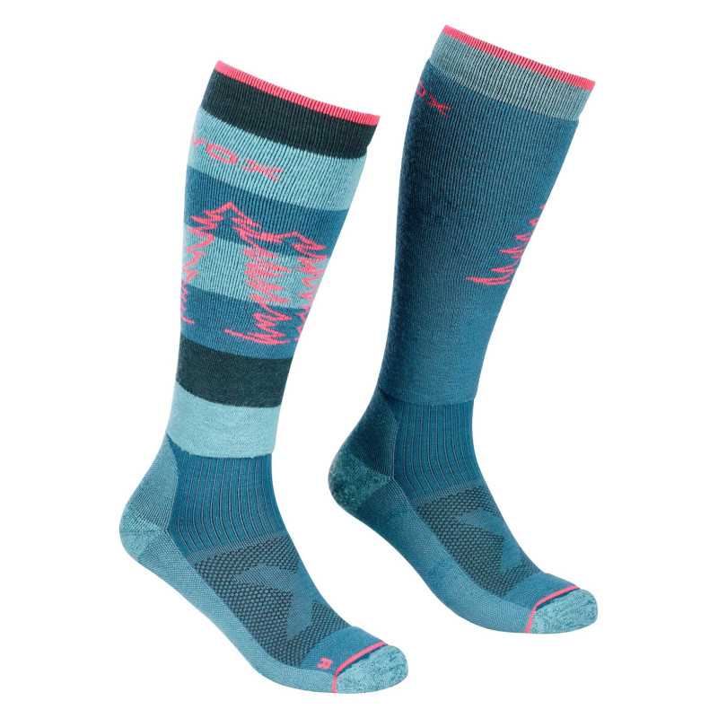 Ortovox - Free Ride Long pacific green, chaussettes de ski femme