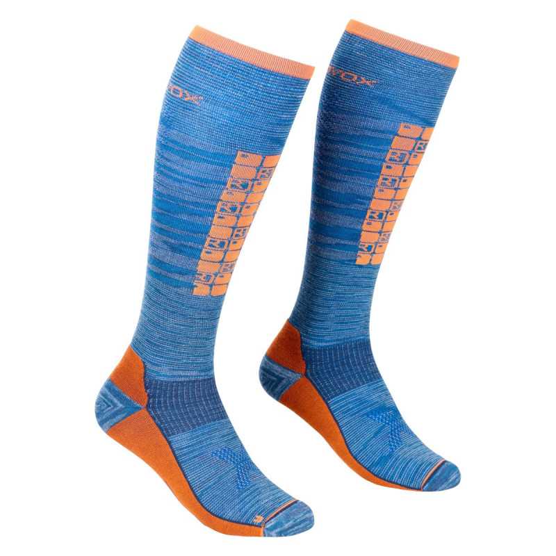 Buy Ortovox - Ski Compression Long safety blue, men's ski socks up MountainGear360