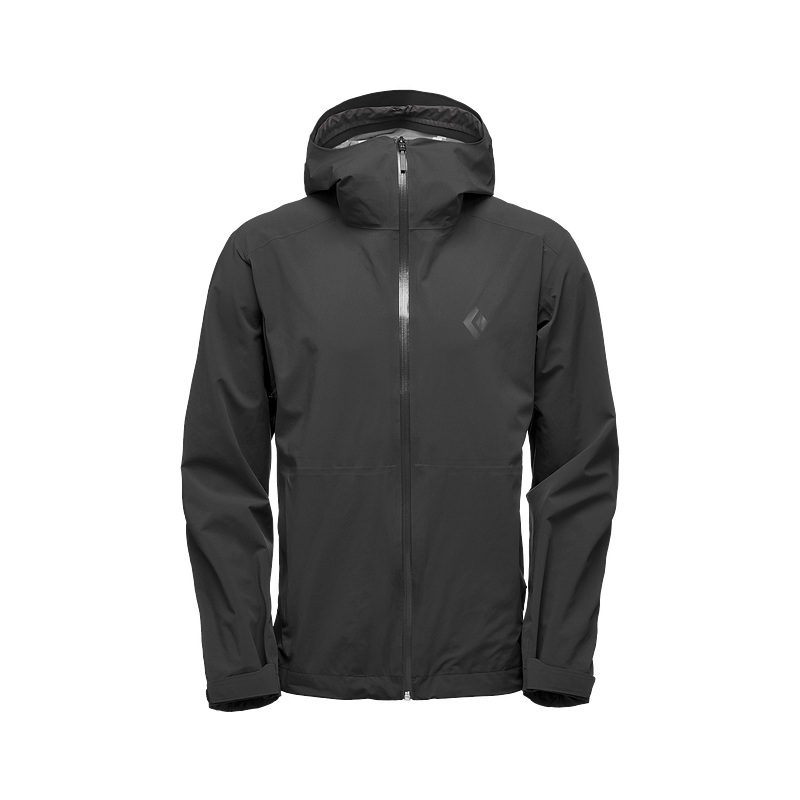 Buy Black Diamond - Stormline Stretch rain Black, man jacket up MountainGear360